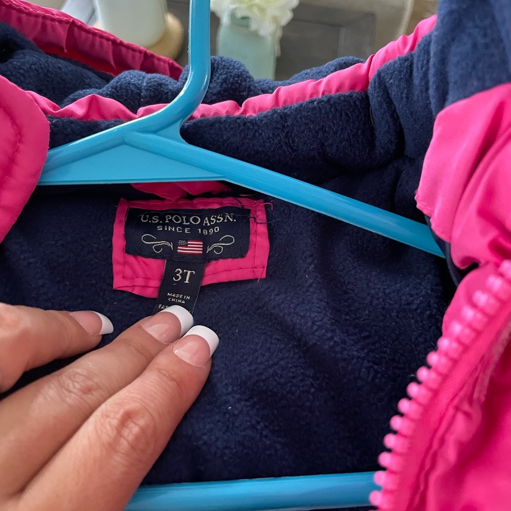 Little girls pink USAP puffer jacket